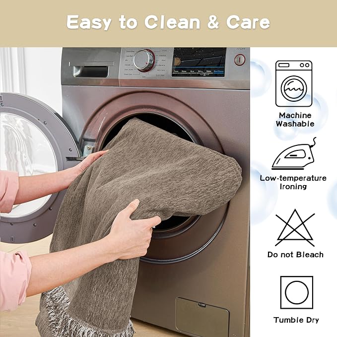 MYSKY HOME Couch Cover for Sofa Couch Covers for Pets, Non Slip Dogs Furniture Protector with Tassels for Living Room Non Slip Washable Furniture Protector Cover for Pet, Cat, 91"x118", Sand - Image 6