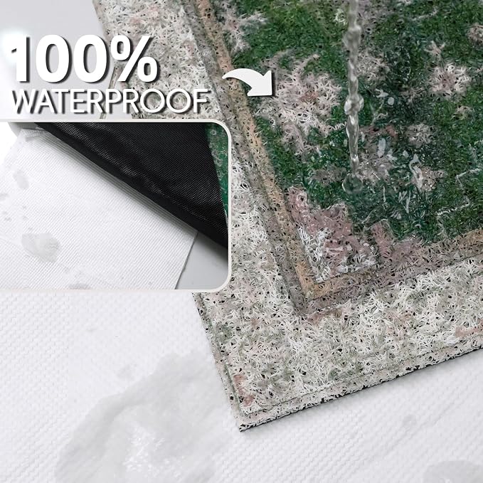 Cat Litter Mat Litter Trapping Mat, 40"x30" Waterproof Urine Proof Litter Box Mat Catcher Mat Non-Slip Washable for Kitty Kitten, Green - Image 4