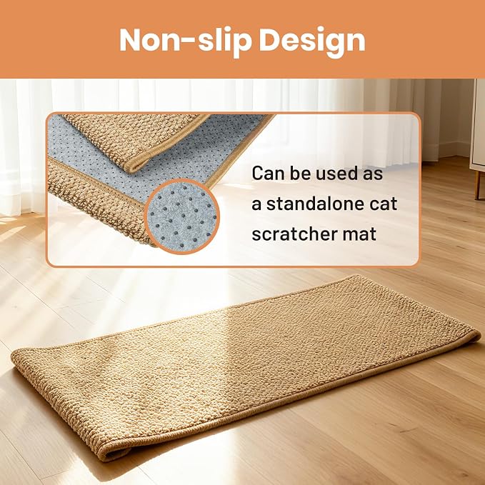 Extra Large Cat Scratcher Mat - Sisal-Style Scratching Rug for Indoor Cats | 31.5 x 14 in Upgrade Soft Sisal Horizontal Cat Floor Scratching Pad, Cat Scratching Rug Protect Furniture - Image 3