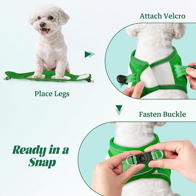No Pull Dog Puppy Harness and Leash Set Reflective Mesh Vest Medium - Image 4