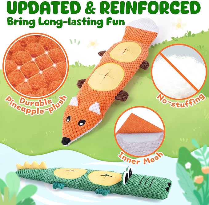 XIUGOAL Dog Toys for Chewers, 2 Pack No Stuffing Dog Toys for Boredom and Teething, Squeaky Chew Toy for Small, Medium Breed to Keep Them Busy - Image 4