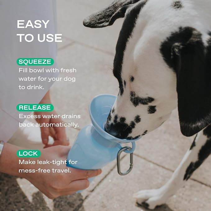 Springland 22oz Classic Portable Dog Water Bottle with Built-in Bowl,Indigo | Leak-proof, BPA-free, one-hand squeeze, for travel & hiking, fits car cup holders, great dog gift, as seen on Shark Tank - Image 4