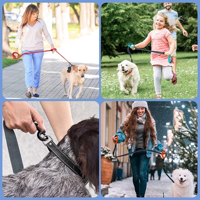 Dog Leash for Large Medium Dogs 6Ft x 1" Reflective Stitching Large Leash with 2 Traffic Padded Handles Dog Lead Rope for Running Walking Training (Light Pink 1 Pack) - Image 6