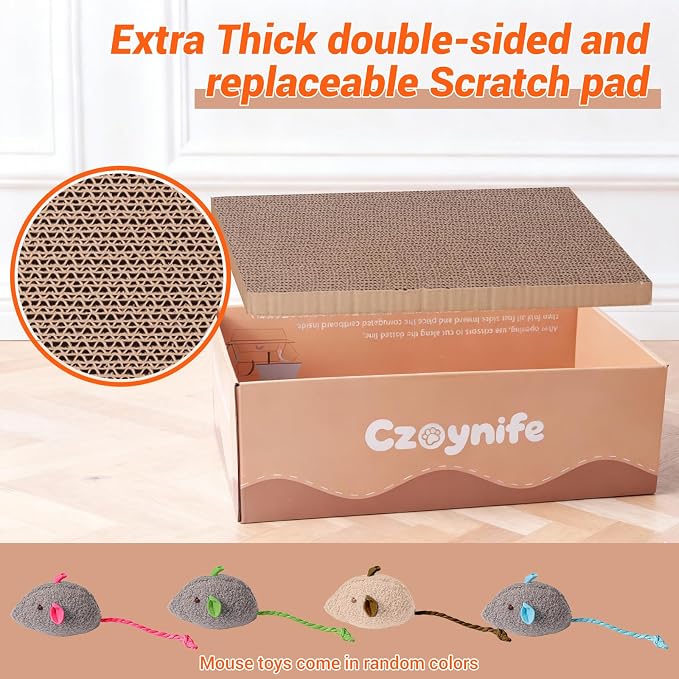 3PCS Cat Scratcher Cardboard, Oval Cat Scratch Pad Bowl Nest for Indoor Cats, Round Cat Scratching Board Corrugated Lounge Cat Bed, Furniture Protector for Couch (Brown, 15.7 * 10 in) - Image 4