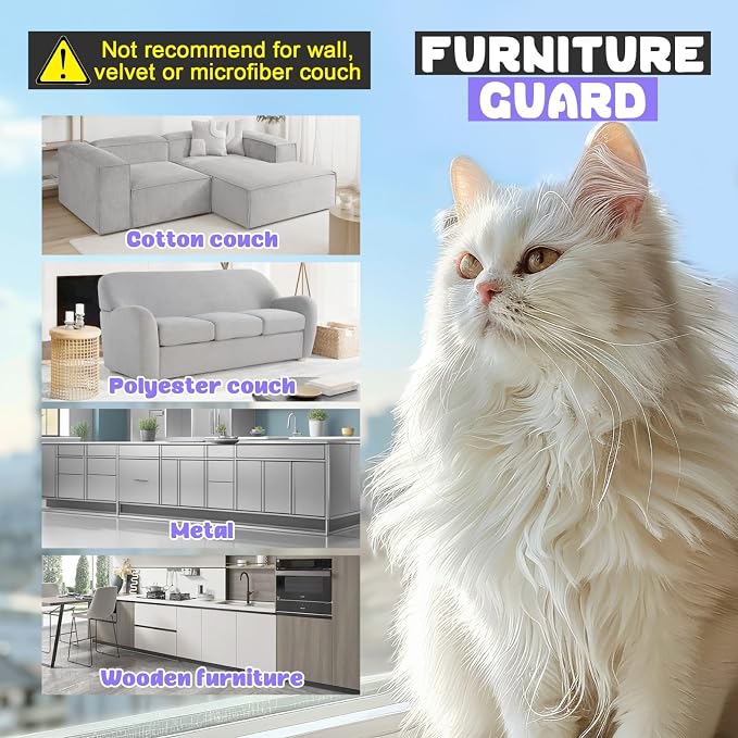 JINVOGREEN Large Cat Scratch Furniture Protector, 18 Pcs Clear Anti Cat Scratch Protector, Self-Adhesive Furniture Cat Scratch Protector, 17in (Pack of 2) - Image 6