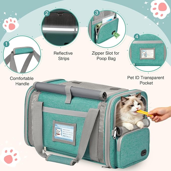 Cat Carrier Airline Approved Privacy Portable Top Load Pet Travel Bag | Soft Sided Pet Carriers for Small Cats Dogs Puppy up to 16 Lbs,Collapsible,Zipper Lock,Luggage Sleeve,2 Storage,Washable - Image 2