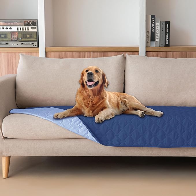 gogobunny Waterproof Blanket, Couch Covers for Dogs, Reversible Protector | 3X Stronger Leakproof, Scratch Proof Durable Furniture Protection, Stain Resistant, Washable, 30x70 Inch Dark/Light Navy by gogobunny