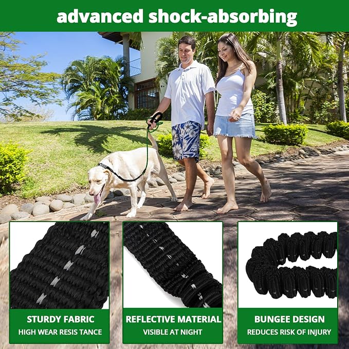 Rope Dog Leash 6 FT: Heavy Duty Leashes with Swivel Lockable Hook Reflective Threads Bungee and Padded Handle - Dog Lead for Large Small Medium Dogs Outside Walking Hiking Green - Image 5