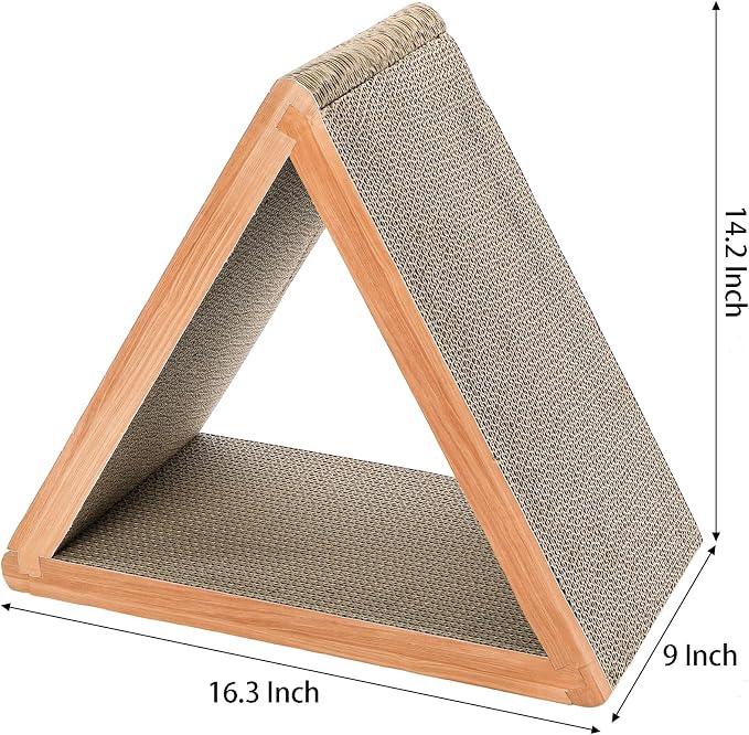 Nicunom 3-Sided Vertical Cat Scratching Post, Cat Scratcher Foldable, Triangle Cat Scratching Board, Multiple Angle Scratch Pad, 6 Usable Sides Recyclable Cat Scratcher Cardboard for Indoor Cats - Image 2
