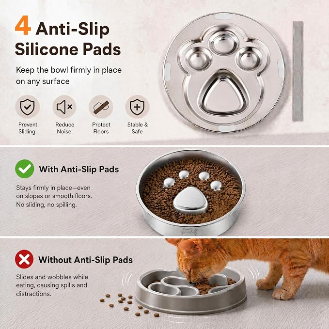 Stainless Steel 2‑in‑1 Double‑Sided Slow Feeder Bowl | 2 Cups Capacity, Non‑Slip Dish for Fast Eaters, Anti‑Gulping Pet Bowl for Small Medium Dogs & Cats, Dishwasher Safe - Image 8