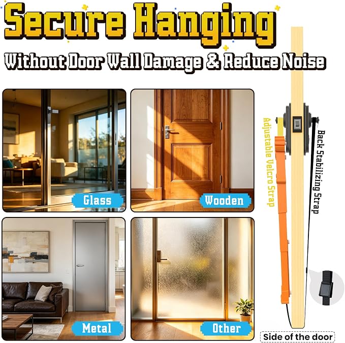Cat Toys for Indoor Cats, 2 in 1 Door Hanging Cat Toy Interactive Automatic Moving 2 String Tails for Multi-Cat Households, Plush Dangler for Kitten Toys Hide and Seek Motion Activated, 4 Sounds/Off - Image 6