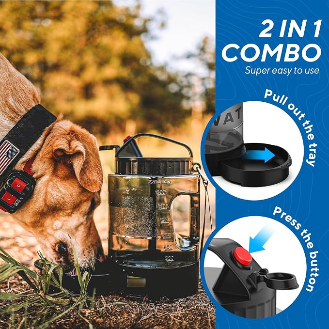 lesotc Portable Dog Travel Water Bottle, 77oz Large Travel Water Bowl for Dogs Camping Hiking Beach Hunting Essentials, Big Pet Bottles Bowl Water Dispenser for On The Go Park Car Walking Accessories - Image 2