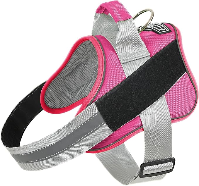 Dog Harness, No-Pull Reflective Dog Vest, Breathable Adjustable Pet Harness with Handle for Outdoor Walking - No More Pulling, Tugging or Choking (Fuchsia, X-Small (Pack of 1)) by Bolux
