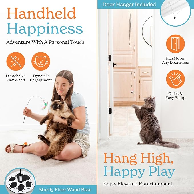 Interactive Cat Toys for Indoor Cats, Cat Toy Wand, 18 Feather Attachments | Explore four unique ways to play, Attach dual suction cups to windows, Keep your indoor cat busy for hours, - Image 5
