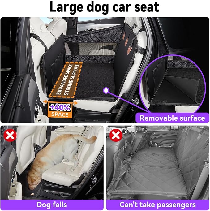 TKYZ Dog Car Seats for Large Medium Dogs Car Seat Cover,Puppy Pet Carseats(Black, Large Dog) - Image 2