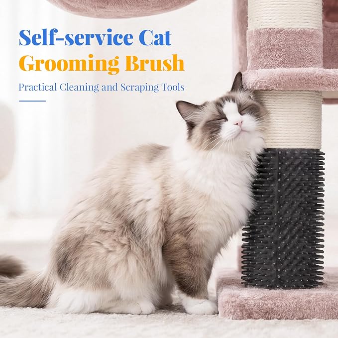 Hey-brother Cat Tree, Multi-Level Tower with 3 Condo, Hairbrush, MPJ035-MMU - Image 6