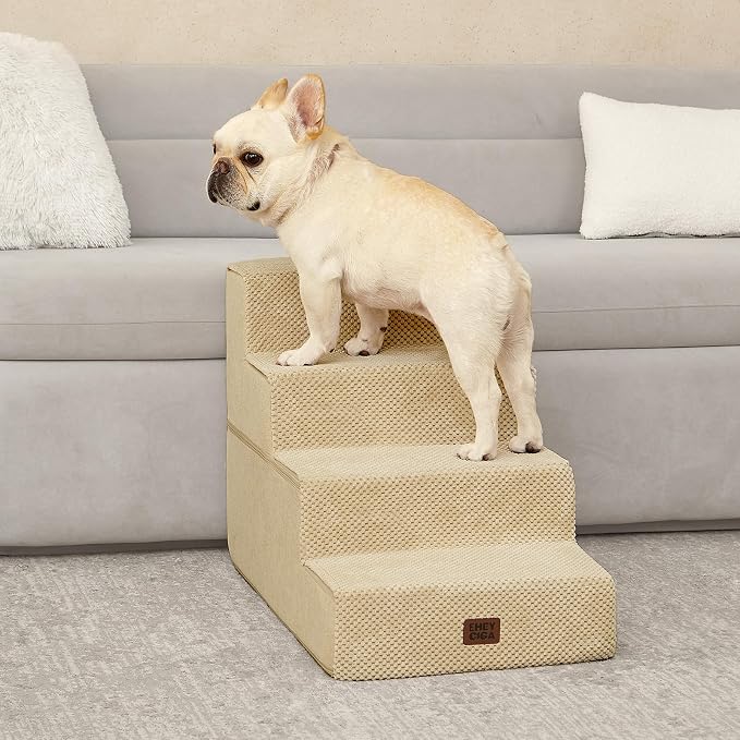 EHEYCIGA Dog Stairs for Bed 18" H, Dog 4-Steps for High Bed, Graige | Pet Steps for Small Dogs and Cats, Non-Slip Balanced Pet Ramp Indoor - Image 4