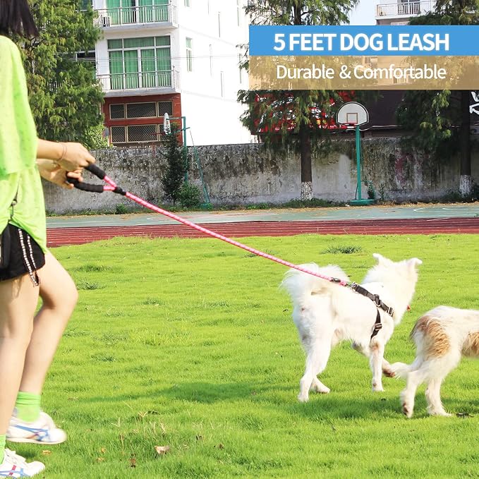 2/4/5/6 FT Dog Leash with Comfortable Padded Handle and Highly Reflective Threads for Small Medium and Large Dogs (5FT-1/2'', Pink) - Image 5