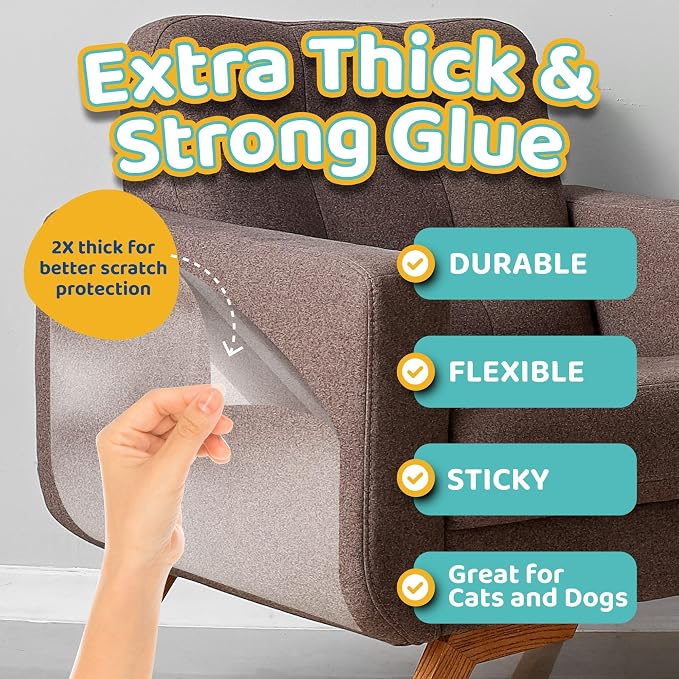 Mimi&Bubu [New Glue Extra-Thick BPA-free] Anti Scratch Furniture Protector(160" x 13"), Single-Sided Sticky Couch Protector for Cats and Dogs, Couch Corner Guard from Claws, Cat Scratch Deterrent Tape - Image 3
