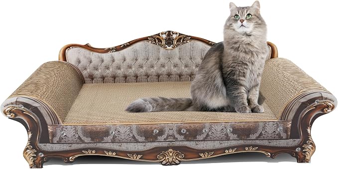 Sofa Shaped Scratching Couch,Thick Scratching Cardboard, Lounge Bed for Indoor Rest&Play, Sofa Scratcher Pad (39.4" L X 14.4 "W X 14" H) by COOZMENT