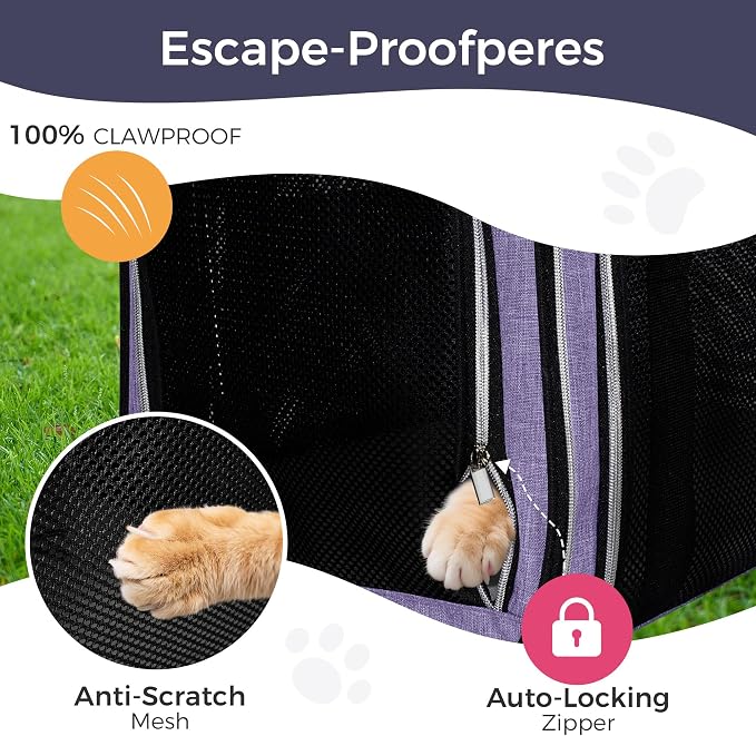 BAGLHER Pet Travel Carrier, Cat Carriers Dog Carrier for Small Medium Cats Dogs Puppies, Airline Approved Small Dog Carrier Soft Sided, Collapsible Puppy Carrier, Purple - Image 7