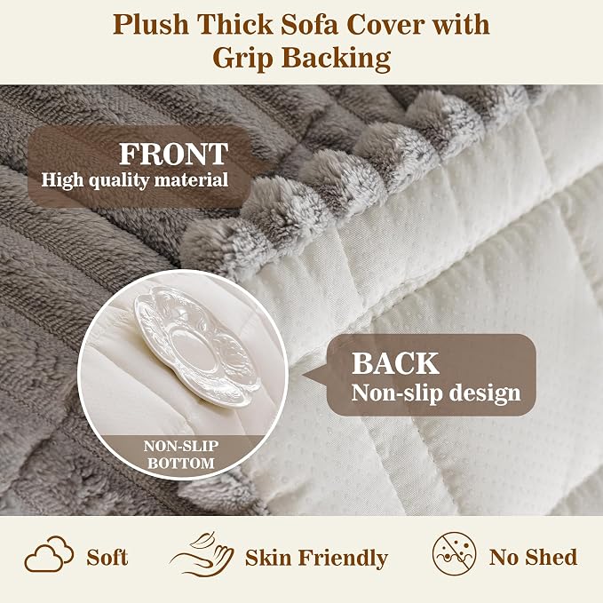 MYSKY HOME Couch Cover for Dogs, Non-Slip Sofa Cover, Light Grey, 27.6x59in | Couch Covers for Sofa, Sofa Cover for Pets Washable, Soft & Thick Sofa Slipcovers, Love Seat Couch Cover, Furniture Protector - Image 5
