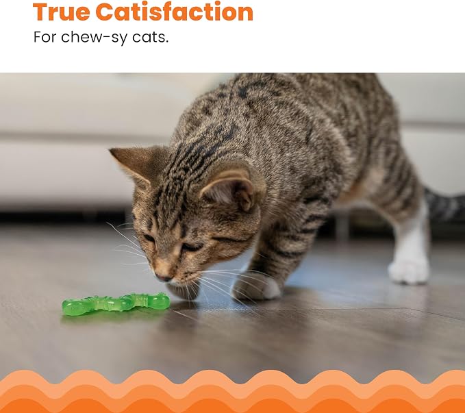 Catstages OrkaKat Wiggle Worm Dental Cat Chew Toy with Catnip, 3.8" | Supports Clean Teeth & Massages Gums, Lightweight & Bouncy, Bat & Chase, Encourages Healthy Chewing, Cats & Teething Kittens - Image 2