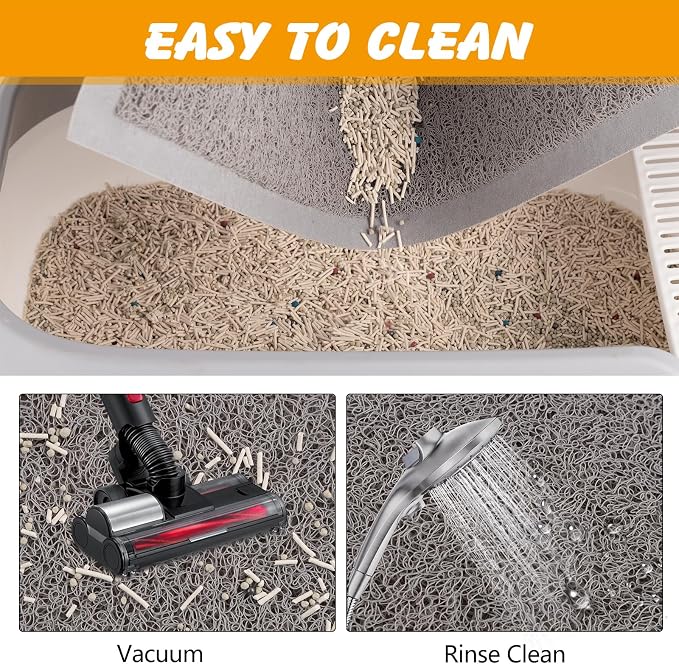 ondware Cat Litter Mat 20 x 15 in, Waterproof Non-Slip, Gray | Soft PVC, traps scattered litter, paw-friendly surface, easy rinse-clean, reusable around litter box - Image 6