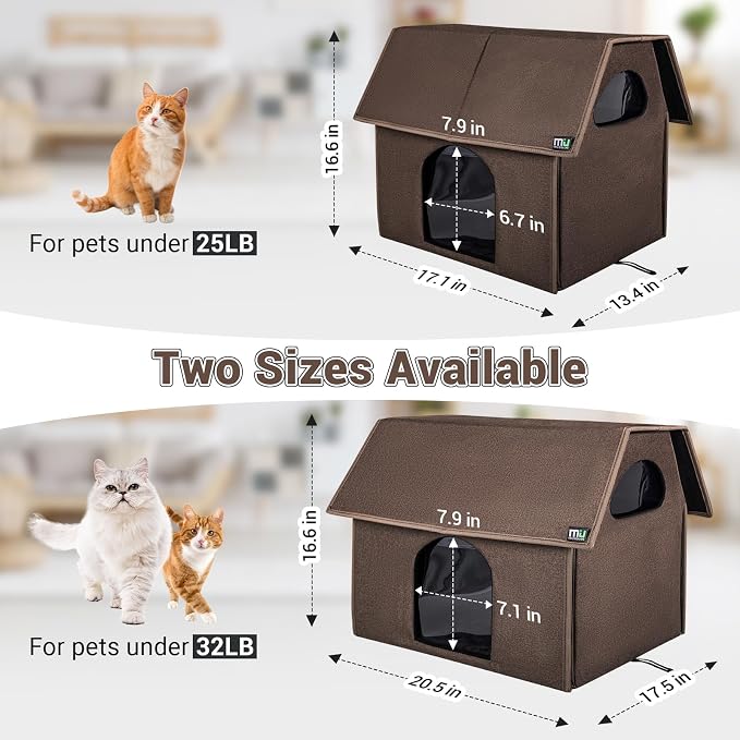 MIU Color Outdoor Cat House, Extra Large Weatherproof Cat Houses for Outdoor Cats, Insulated Feral Cat Shelter, Big Cat Bed, 20.5" x 17.5" x 16.6" | Insulated Feral Cat Shelter with Removable Soft Mat, Easy to Assemble,20.5"x17.5"x16.6" - Image 5