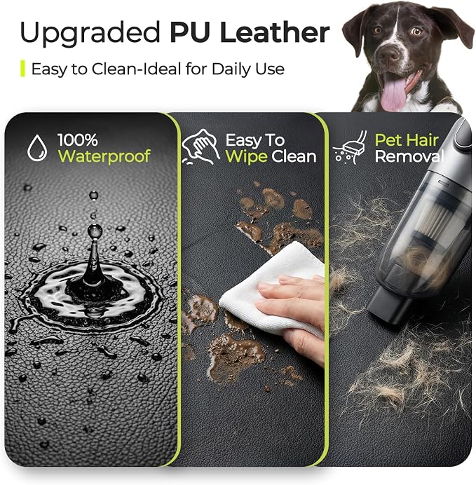 Back Seat Extender for Dogs, Hard Bottom Dog Car Seat Cover for Back Seat, Upgraded Waterproof PU Leather, Easy to Clean, Anti-Scratch & Durable Dog Hammock for Car and SUV, Holds 400lbs, Black - Image 2