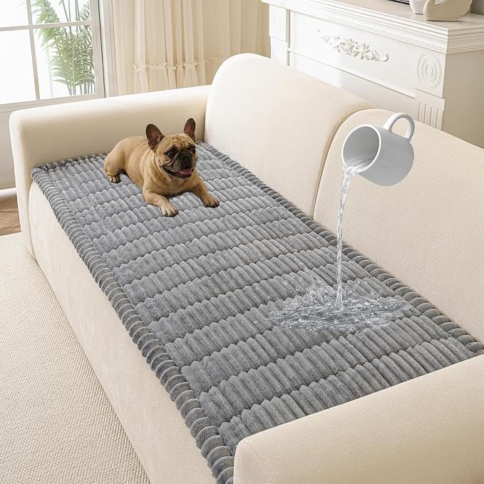 Couch Cover for Dogs Washable, Non Slip Soft Cozy Waterproof Light Grey | Pet Friendly, Fuzzy Durable Plush Thick Slipcovers for 3 Cushion Sofa Cover Protector Mat Bed Furniture Couches 27.6"x59.06" by CoSofSLIP