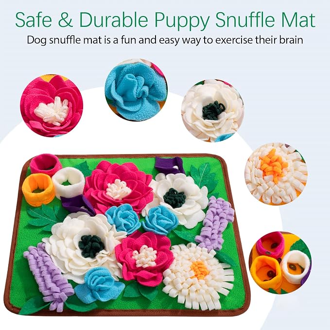 Snuffle Mat for Dogs Pet Treats Feeding Mat for Small/Medium Breed Dogs Non-Slip/Portable/Durable Interactive Dog Puzzle Toys Encourages Natural Foraging Skills (Green) - Image 4