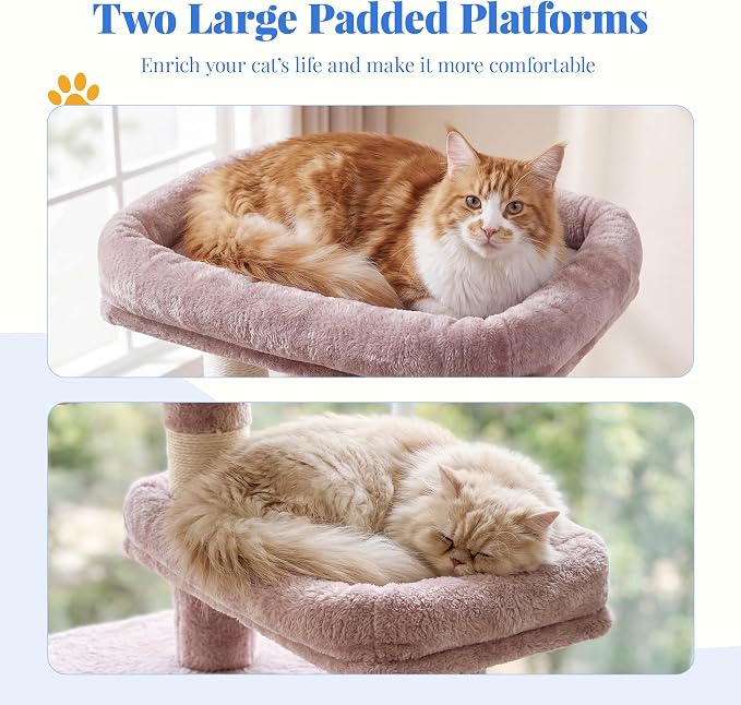Hey-brother Cat Tree, Multi-Level Tower with 3 Condo, Hairbrush, MPJ035-MMU - Image 4