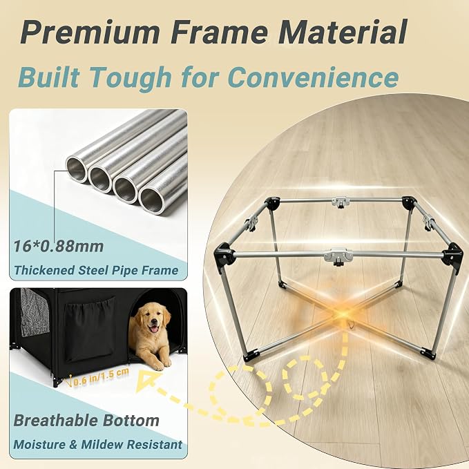 36 Inch Collapsible Travel Dog Crate, 4 Doors & Soft Pet Mat | Portable Dog Travel Crate for Medium Dogs,Large Storage Bag & Breathable Mesh,Soft Sided Dog Crate for Indoor & Outdoor Black - Image 7