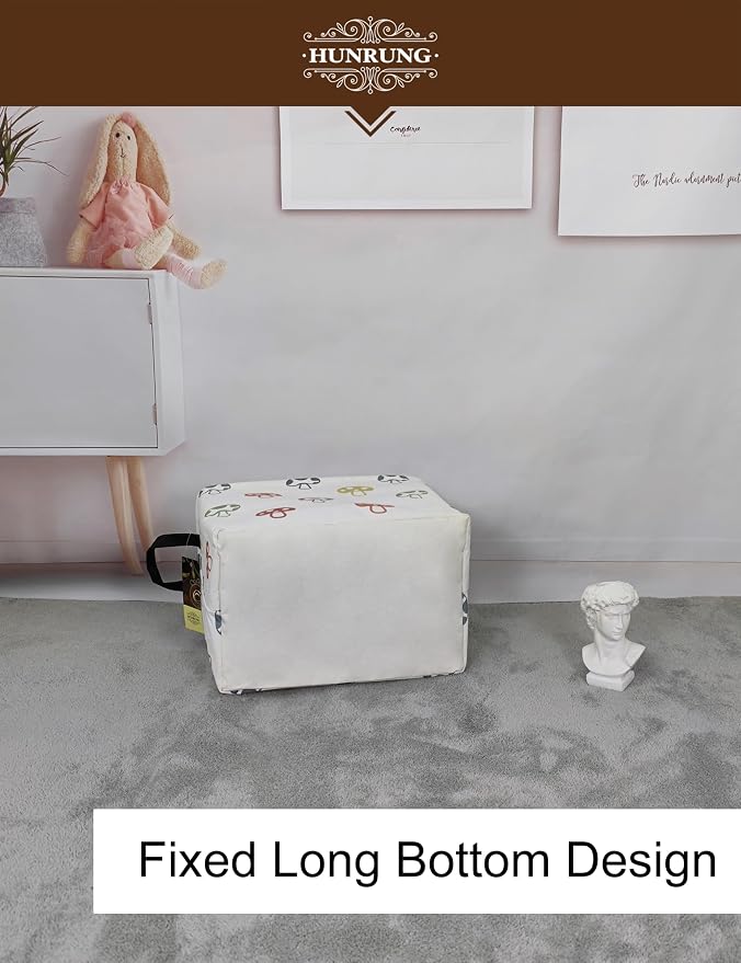Rectangle Canvas Foldable Storage Basket for Nursery, Color Mushroom | Portable and collapsible cloth receptacle. Stores pet essentials, daily use items. Folds flat when not in use - Image 6