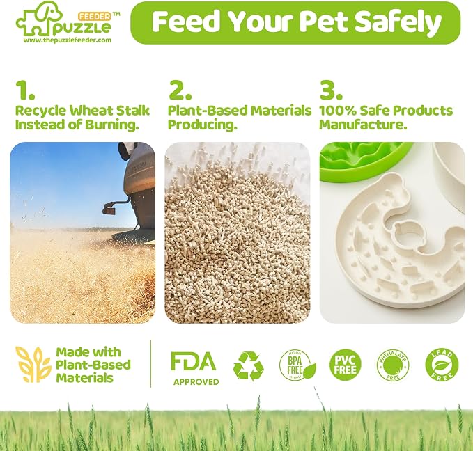 Puzzle Feeder Slow Feeder Dog Bowl for Puppies with Non-Slip Base - Adjustable Speed Design, Removable Puzzle Inserts & Dishwasher Safe, Green - Image 5