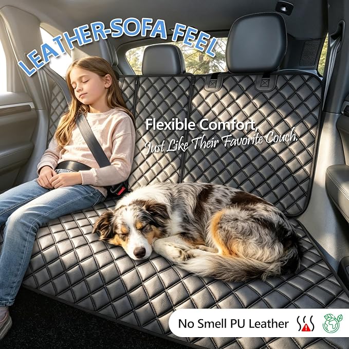 Car Rear Seat Protector, PU Leather Dog Bench Seat Cover for Back Seat | Under Child Car Seat, Fit Middle Armrest for SUVs,Sedans, Seatbelt Access, Easy Cleanup, Anti-Scratch, Waterproof, Anti-Slip - Image 7
