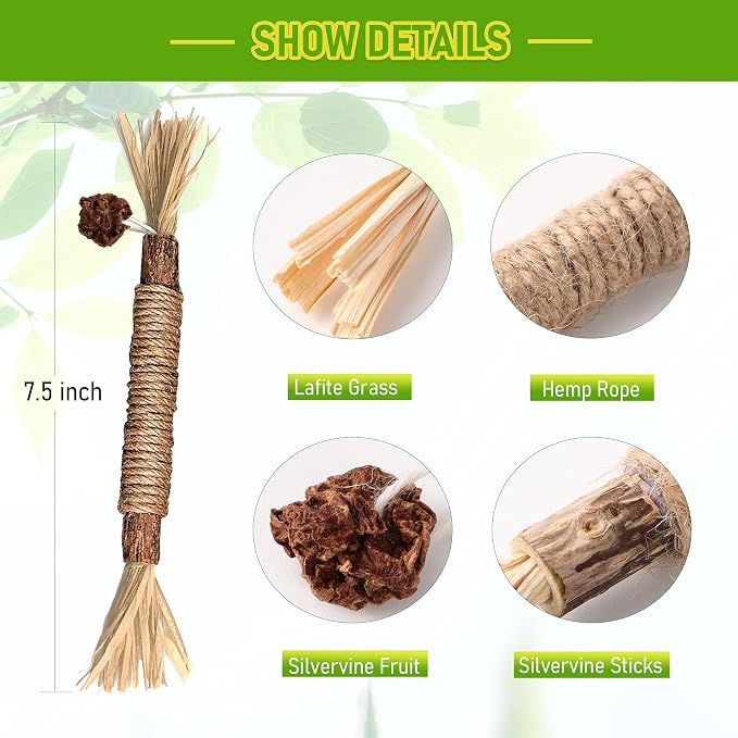 BAWAN Silvervine Sticks Cat Chew Toys for Indoor Cats Dental Care Teeth Cleaning, Natural Kitten & Cat Teething Toys for Health, Cat Chew Stick Suitable for All Breeds of Aggressive Chewers Cat - Image 6