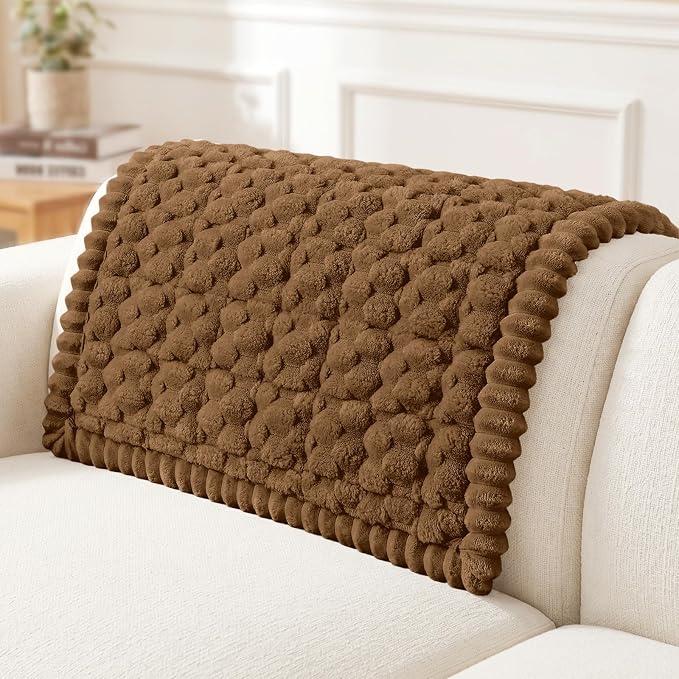 Smiry Non Slip Couch Covers for Dogs, Scratch Resistant Pet Sofa Protector | Machine Washable Soft Fuzzy Thick Furniture Cover for Sofa Loveseat Sectional Large Dogs, Chocolate, 35.4" x 35.4" by Smiry