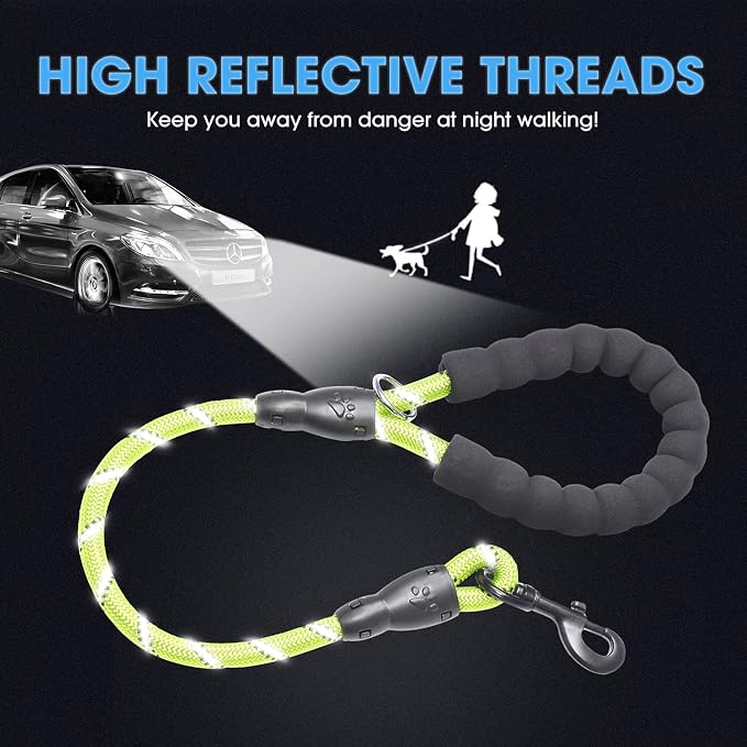 2/4/5/6 FT Dog Leash with Comfortable Padded Handle and Highly Reflective Threads for Small Medium and Large Dogs (2FT-1/2'', Green) - Image 4