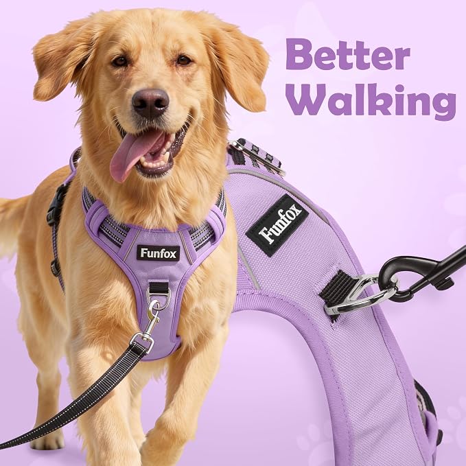 Dog Harness No Pull, Adjustable Pet Vest Harness, Super Soft Material with Vertical Handle Easy Control, Reflective Night Walking, 2 Leash Clips for Small Sized Dogs, Purple, S - Image 3