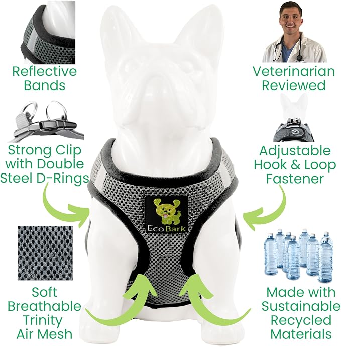 EcoBark Step in Dog Harness Reflective Soft Ultra Padded Mesh Dog Harnesses for XXS, XS, Small, and Medium Dogs Eco-Friendly Comfort Secure Halter No Pull Adjustable Pet Vest - Image 4