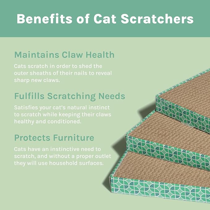 Kitty City XL Wide Corrugate Cat Scratchers 3 Pieces, Cat Scratching, Cat Scratch Pad, Door Clips, Furniture Protectors from Cat Scratching - Image 3