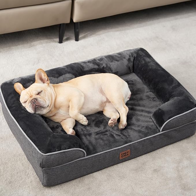 EHEYCIGA Orthopedic Dog Beds Large Sized Dog, Waterproof Washable Pet Bed | Non-Slip Bottom and Egg-Crate Memory Foam Dog Couch Bed with Washable Removable Cover, Dark Grey - Image 8