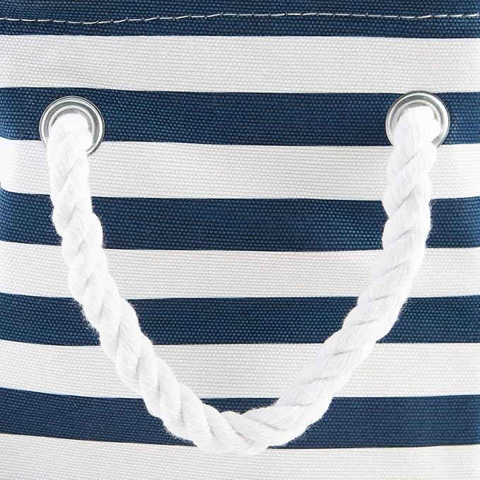 Bone Dry Pet Storage Collection Striped Paw Patch Bin, Small Rectangle, Navy - Image 4