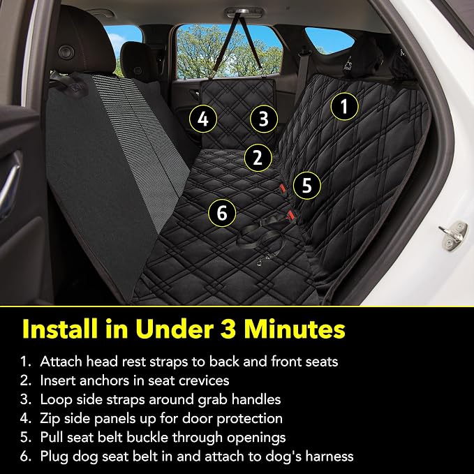Meadowlark Dog Car Seat Cover, Heavy Duty Hammock, Standard, Black Mesh - Image 7