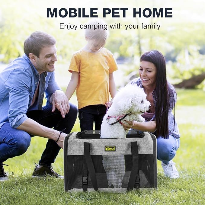 Pet Carrier 20"x13"x13", Foldable Soft Travel Bag for Cats & Dogs | Portable carrier with anti-scratch mesh and sturdy support. Fits two cats, small dogs and pets up to 25 lbs for travel. - Image 7