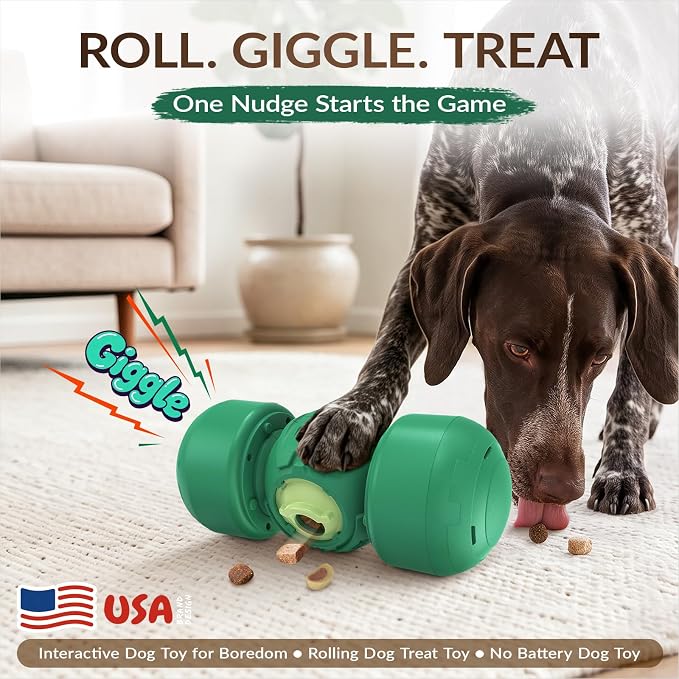 KADTC XL Dog Treat Dispenser Toy, Wobble Giggle Bone for Medium/Large Dogs | Roll-to-feed puzzle feeder: adjustable slow-feeder flow, mental exercise, energy burn, boredom relief, helps lower bloat risk - Image 2