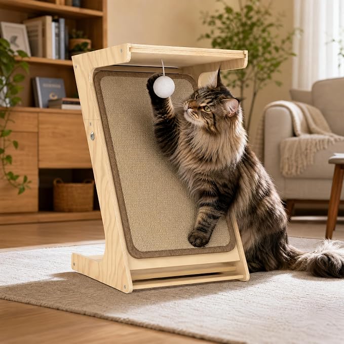 Cat Scratching Post Z-Shaped Cats Scratcher Side Table for Couch Sofa | Protector for Cat Claws, Removable Sisal,Wooden Frame, Durable Scratching board for Indoor Cats - Image 7