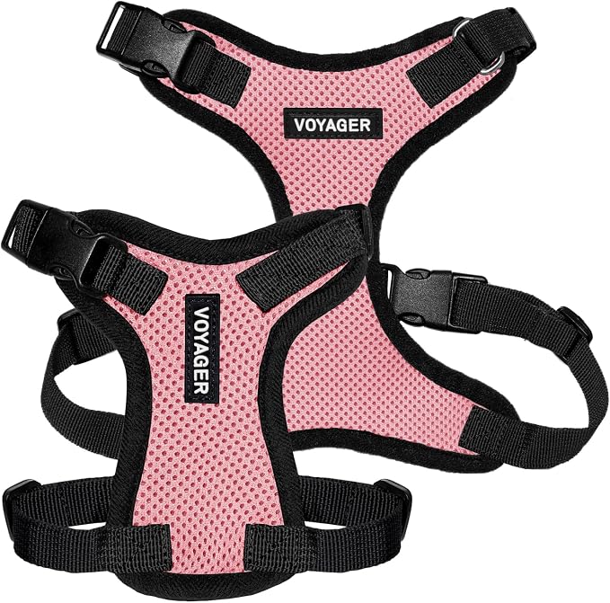 Voyager Step-in Lock Dog Harness - Pink/Black Trim, Large | 20 - 25" in Chest, Adjustable, Breathable Air Mesh, Lightweight for Daily Walks, Strong Clips, Heavy Duty D-Ring - Image 6